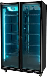 thumbnail of Romux® Gefrierschrank MD 1200 Liter 2 Türen Schwarz mit Belüftet | Professioneller Gefrierschrank mit Glastür & LED
