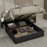 thumbnail of Bett 140x200 cm aus Stoff mit modernem Design, stabiler Konstruktion und elegantem Kopfteil – stilvolles Schlafzimmermöbel Grau