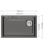 thumbnail of Gasfrit – Keukenspoelbak met sifon voor werkblad in roestvrij staal, zwart, 1 spoelbak 70 x 44 x 21 cm