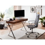 thumbnail of Schreibtisch 120x55x78 cm Sheesham Massivholz / Metall Chrom, Design Bürotisch mit Schublade, HomeOffice Laptoptisch Computertisch mit