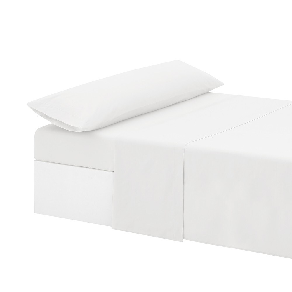 Juego sábanas blancas 4 Piezas 50%alg-50%pol de 180 hilos | Cama 180 cm - ITEXA