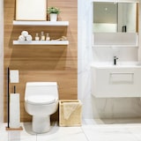 thumbnail of Relaxdays Toilettenpapierhalter stehend, Bambus, mit Ersatzrollenhalter, 5 Rollen, HxBxT: 71x19x19 cm, schwarz-natur