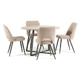 thumbnail of Essgruppe Ø110 cm mit 4 Bouclé-Stühlen, modernes Design mit Kreuzbeinen, ideal für Küche oder Esszimmer – Damiano+Ketty