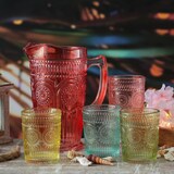thumbnail of Krug Vintage Boho Blumenmuster Karaffe Tee Saft Kanne Glas 1,4l rot