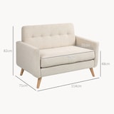 thumbnail of Sofá de 2 plazas tapizado en terciopelo sofá de salón moderno con reposabrazos y patas de madera carga 240 kg para dormitorio 114x71x82 cm beige