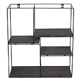 thumbnail of Estante de pared HWC-K76, estante colgante estante flotante, 4 estantes metal madera maciza industrial 51x40x11cm ~ gris oscuro