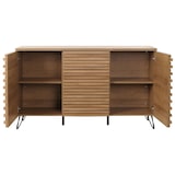 thumbnail of Credenza HWC-M49, credenza cassettiera alta, design 3D vani portaoggetti, legno massiccio mango metallo 85x142x44cm ~ naturale