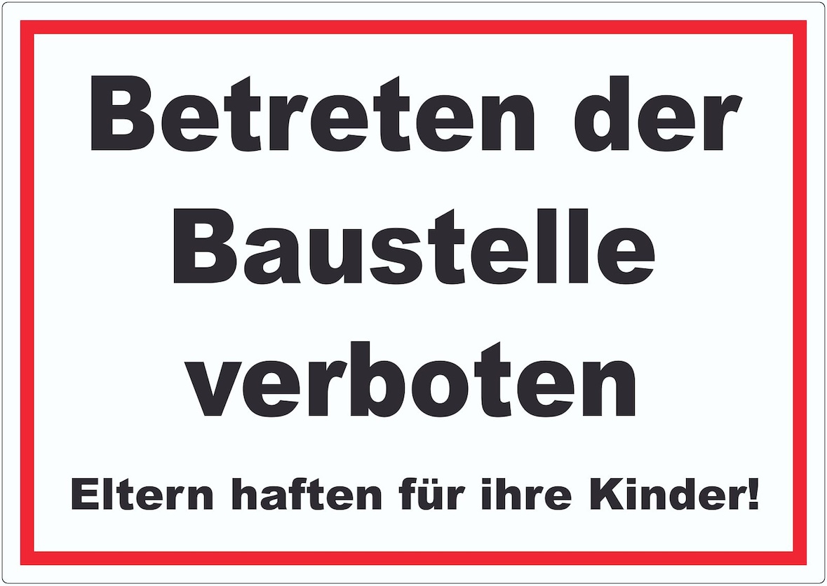 Betreten der Baustelle Schild schwarz-weiß-rot A3 (297x420mm)