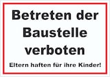 thumbnail of Betreten der Baustelle Schild schwarz-weiß-rot A3 (297x420mm)