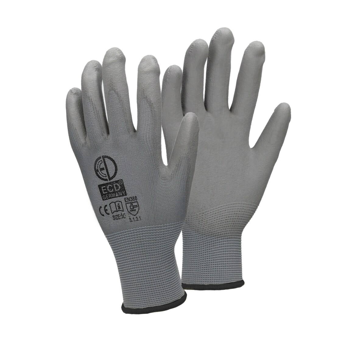 ECD Germany 4 Paar Arbeitshandschuhe mit PU-Beschichtung, Größe 10-XL, Grau, Mechanikerhandschuhe Montagehandschuhe Schutzhandschuhe Gartenhandschuhe