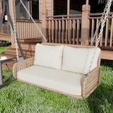 thumbnail of Merax PE-Rattan-Schaukel-Doppelsitz, Hängeschaukel für den Garten im Freien, mit Kissen und 2 Ketten, belastbar 320 kg, beige