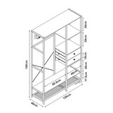 thumbnail of Helloshop26 - Conjunto de 2 cabideiros com 2 gavetas e 5 prateleiras efeito nogueira preta 03_0009370