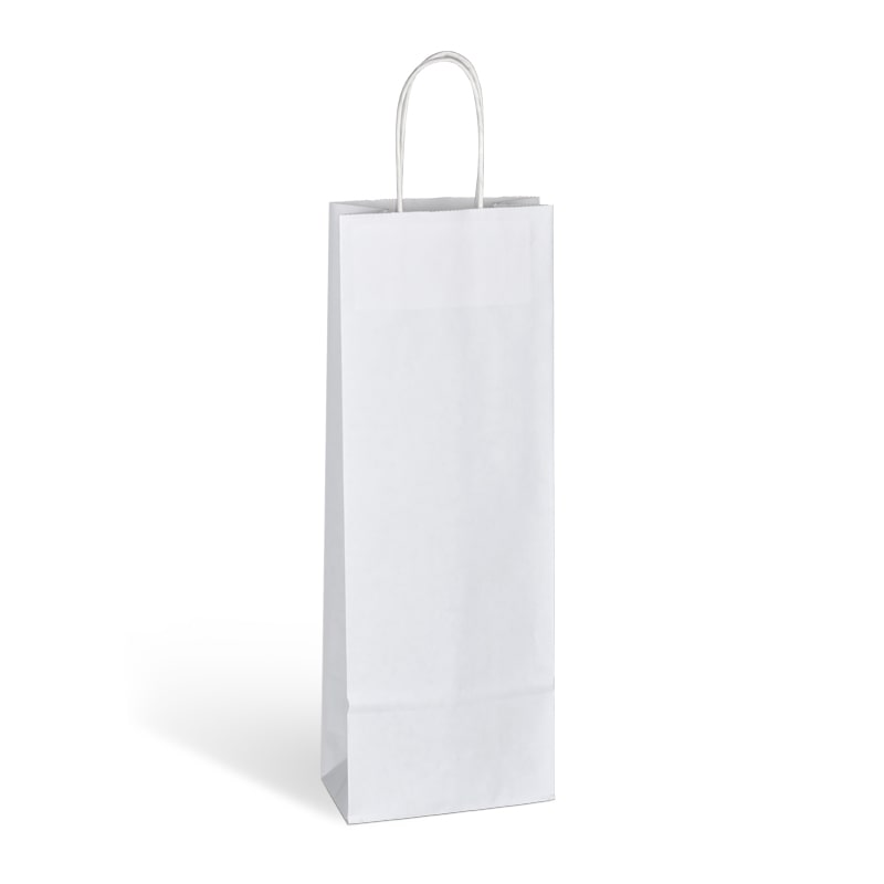 Saco 1 garrafa kraft branco com pegas torcidas por 300 - Gimex