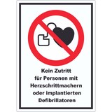 thumbnail of Kein Zutritt für Personen mit Herzschrittmachern oder implantierten Defibrillatoren Aufkleber A9 (37x52mm)