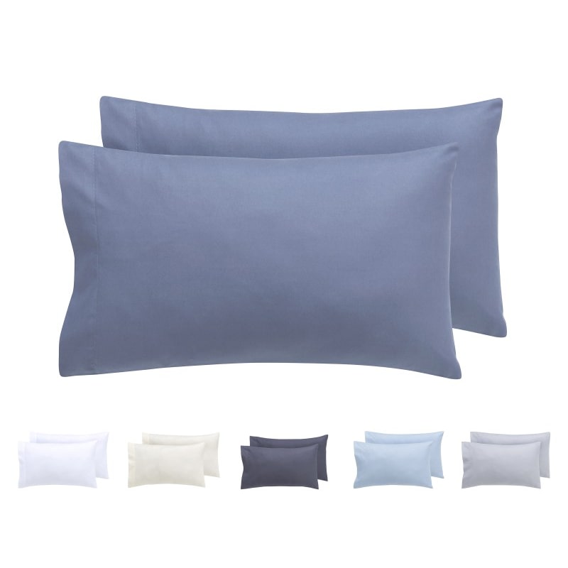 TODOCAMA Juego de 2 Fundas de Almohada 135X40 Microfibra Cepillada Azul grisáceo