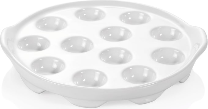 12x Schneckenpfanne für 12 Schnecken mit Lappengriffen Ø 20 cm weiß, Porzellan