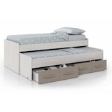 thumbnail of Dmora Letto singolo Spokane, Struttura letto per cameretta, Letto singolo con lettino estraibile e 4 cassettoni, 198x96h69 cm, Bianco e Marrone