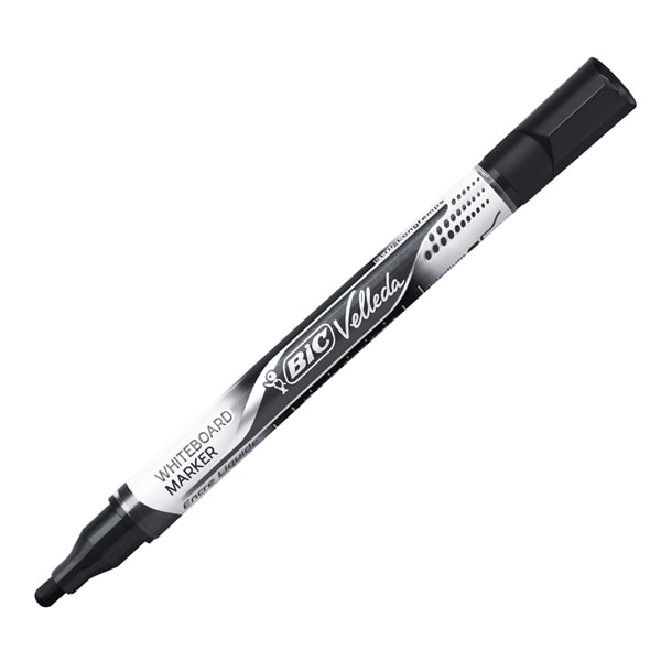 BIC Velleda Feutres pour Tableau Blanc Effaçables à Sec Pointe Conique Large - Noir