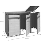 thumbnail of 3er Mülltonnenverkleidung HWC-J82, Mülltonnenbox, erweiterbar, Metall 80kg, anthrazit ~ gold