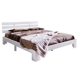 thumbnail of Merax Holzbett Doppelbett 140x200 aus Kiefernholz mit Lattenrost & Kopfteil für Schlafzimmer Weiß