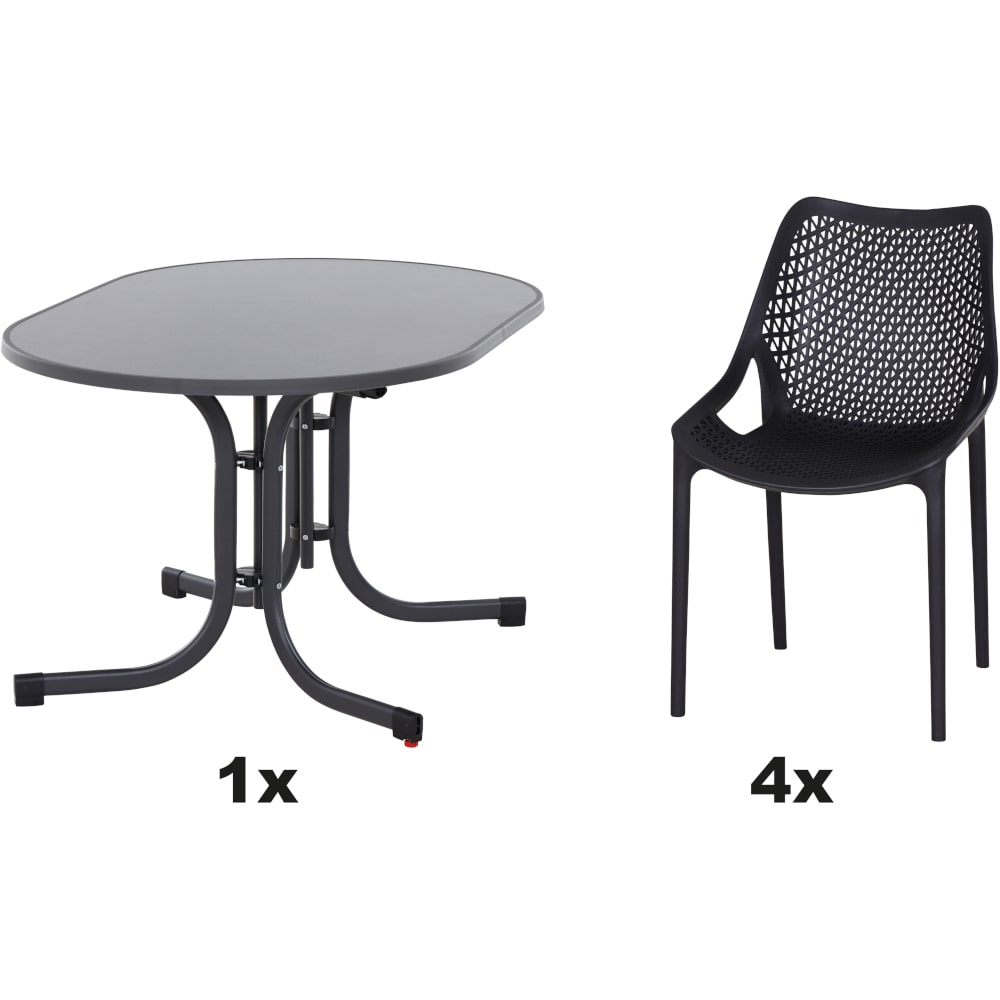 SIENA GARDEN Urban Lights Set 5teilig District gastrotauglich anthrazit mit Tisch Paco 140x90