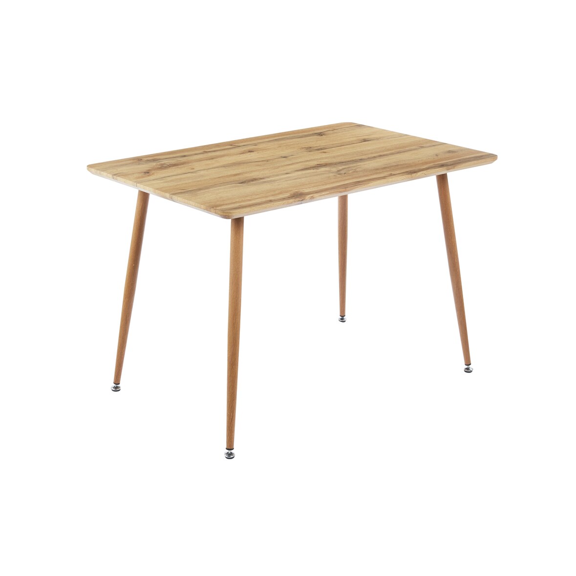 Esstisch Schweizer Kante Holz Wildeiche-Optik 115 x 75 4-Fuß-Gestell Metall eiche TRONDHEIM