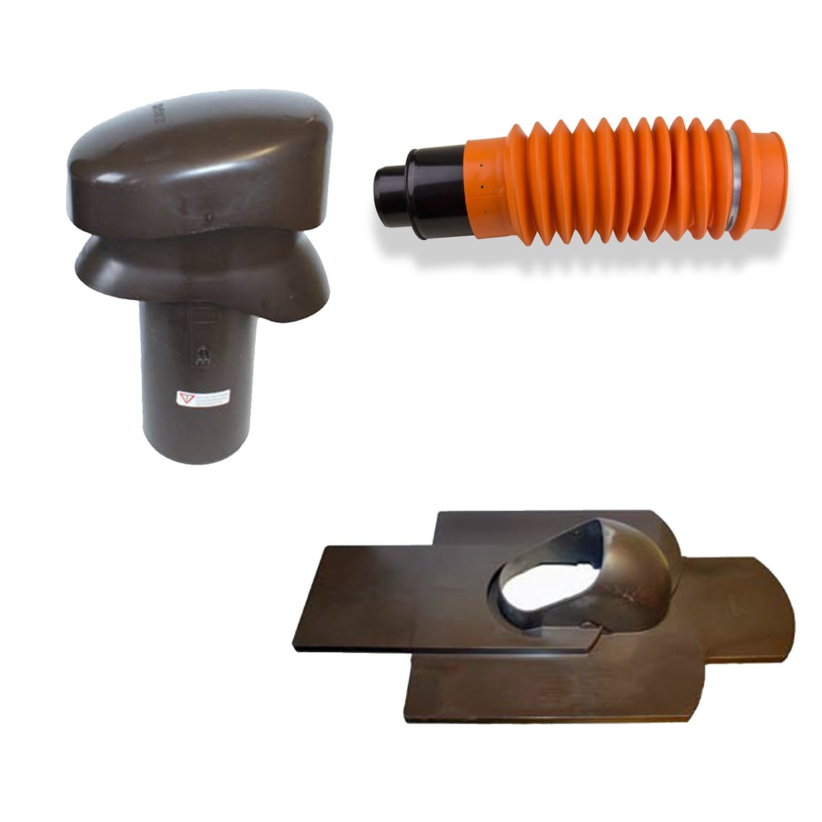 Klöber-Set11 Dachentlüftung DN100 Braun kurz Biberschwanz