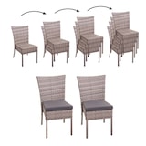 thumbnail of 2er-Set Poly-Rattan Stuhl HWC-G19, Balkonstuhl Gartenstuhl, stapelbar ~ grau-braun, Kissen dunkelgrau