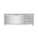 thumbnail of Skyrainbow Arbeitsschrank mit Schiebetüren und Schubladenblock rechts, 2000 x 700