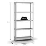 thumbnail of PROREGAL Fachbodenregal Schraubsystem | Grundregal | HxBxT 200x100x30cm | 5 Ebenen | Fachlast 350 kg | Beidseitig nutzbar | Verzinkt