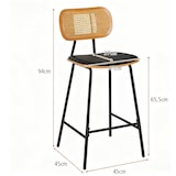 thumbnail of COSTWAY Set di 2 Sgabelli da Bar con Schienale in Rattan, Sgabello da Bancone con Cuscino della Sedia e Poggiapiedi