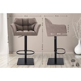 thumbnail of Lote de 2 taburetes de bar Damaso funda de tela Negro/Marrón tierra