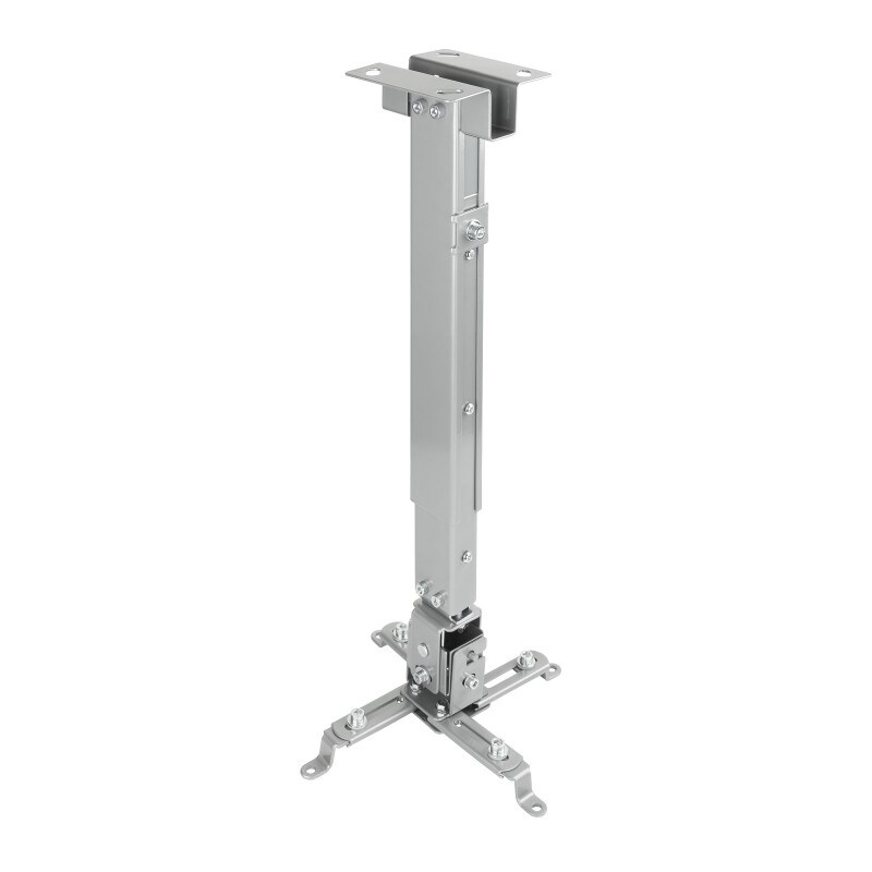 Tooq Soporte Universal de Techo para Proyector - Inclinable y Giratorio - Peso Max 20Kg - Color Plata PJ2012T-S