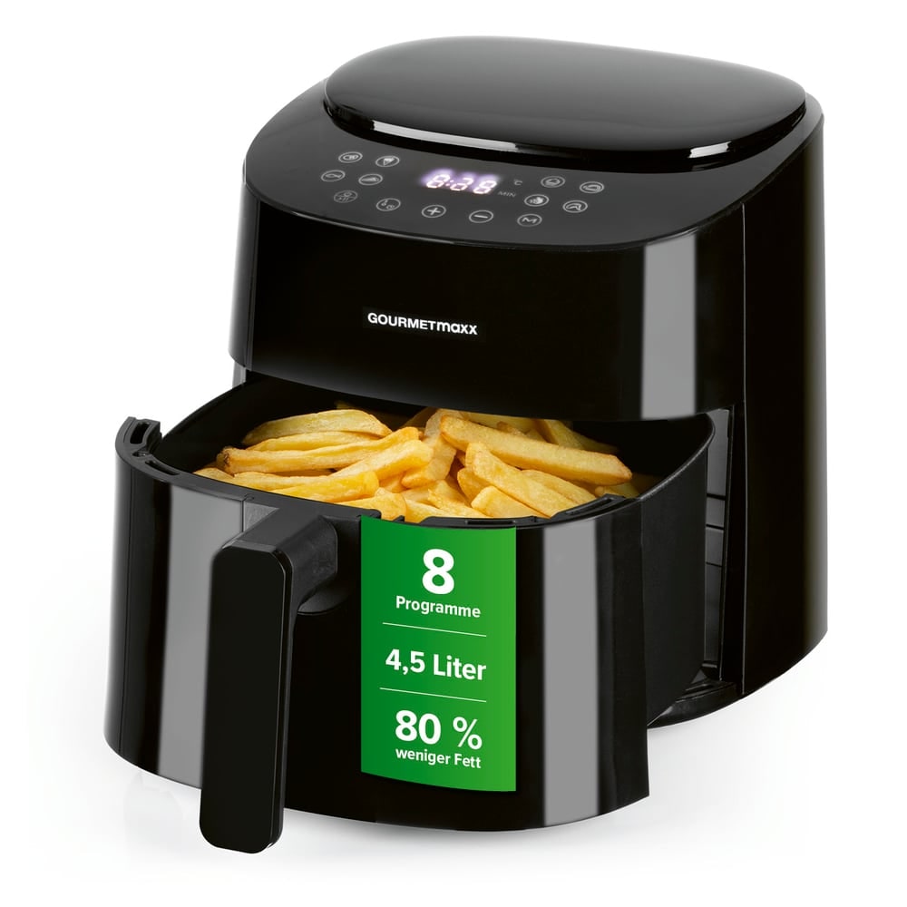 GOURMETmaxx Heißluft-Fritteuse Digital 4,5l 1400W schwarz + CH-Stecker