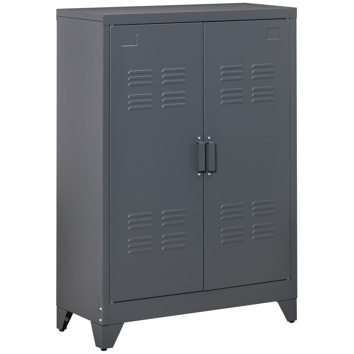 HOMCOM Armario Metálico de Almacenamiento con Doble Puerta de Bisagras y 2 Baldas Ajustables Multiusos para Oficina Salón Dormitorio 75x33x110 cm Gris