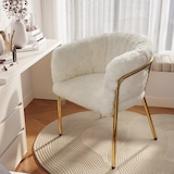 thumbnail of Merax Freizeitstuhl, einzeln, Ankleide Stuhl, Wohnzimmer und Schlafzimmer, leichter Luxus, Esszimmerstuhl, mit vier Stützbeinen aus Metall, beige