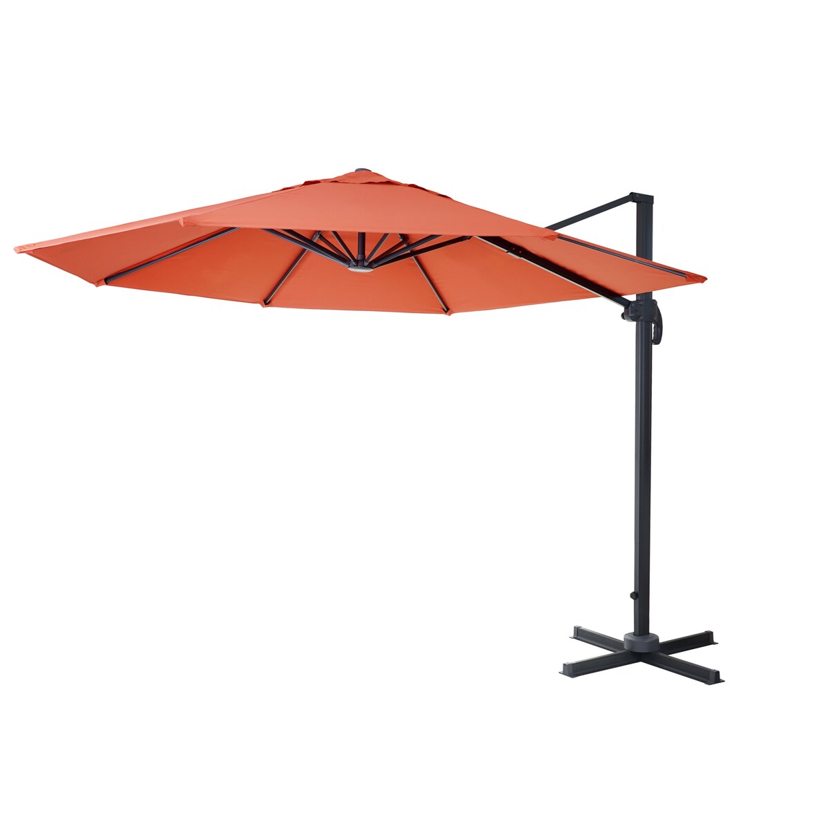 Gastronomie-Ampelschirm HWC-A96, Sonnenschirm, rund Ø 3m Polyester Alu/Stahl 23kg ~ terracotta ohne Ständer