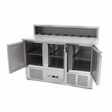 thumbnail of Maxima - 9400205 Banco pizza refrigerado 3 puertas con encimera de granito, adecuado para 8x1/6 GN con tapa de acero inoxidable 136,5x70x110 cm