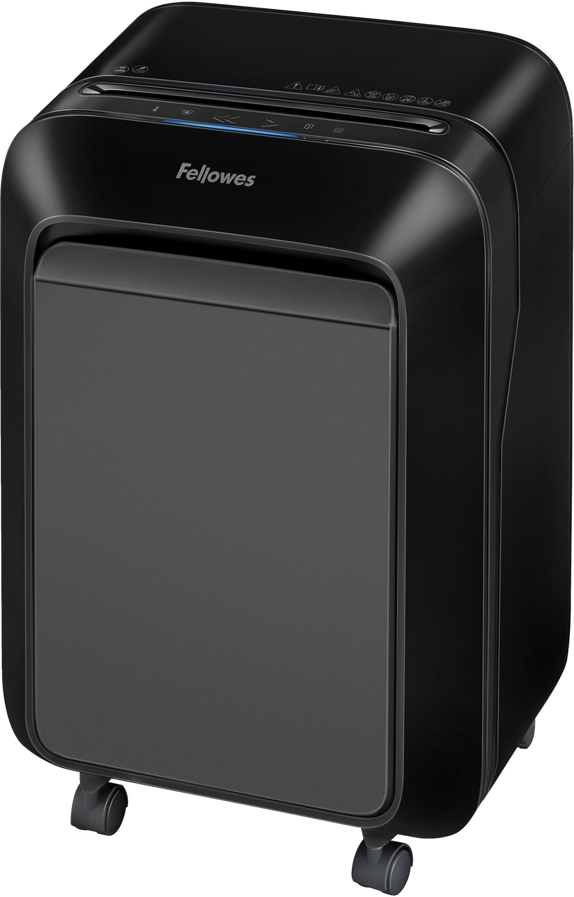 Destructora trituradora de papel Fellowes LX211 negra, 1-3 usuarios, destruye hasta 15 hojas en microcorte 2x12mm, DIN P-5, papelera 23L/650 hojas