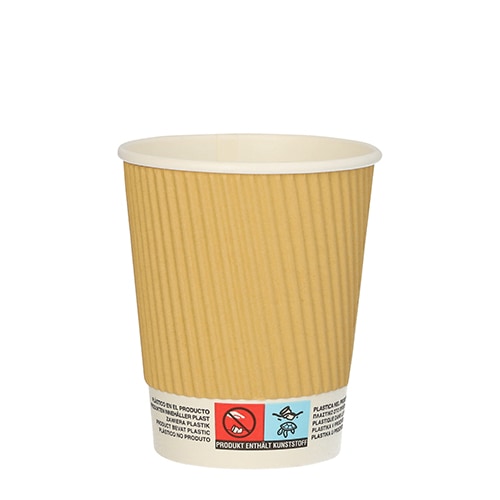 PAPSTAR 200 Trinkbecher, Pappe 0,2 l Ø 8 cm · 9 cm natur Ripple Wall (87667, 20x10 Stück)