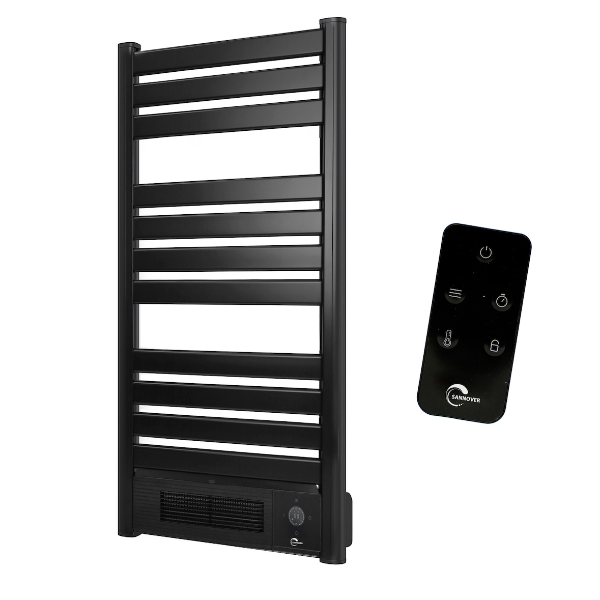 Sèche-Serviette Electrique mural avec Soufflerie Omiros Sannover 2000 W Noir