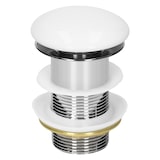 thumbnail of ML-Design Universal Ablaufgarnitur 1 1/4" ohne Überlauf – Pop-Up, Keramikdeckel Weiß/Edelstahl, inkl. Dichtungen