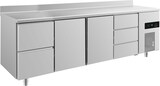 thumbnail of Gastro Kühltisch 2 Türen mittig 2/3 Schubladen links&rechts Umluftkühlung Aufkantung, 2330x700x850mm -2/+8°C 632l