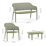 thumbnail of Conjunto lounge de jardín con sofá, 2 sillones apilables y mesa auxiliar de resina trenzada, terraza, piscina, bar, resistente – Sirmione - Verde