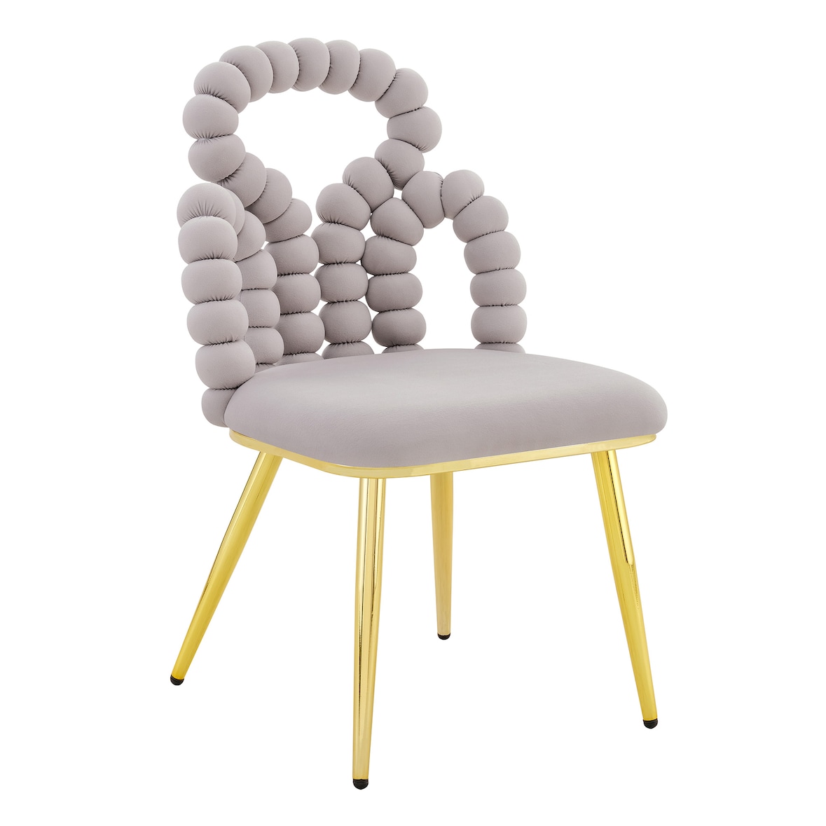 Esszimmerstuhl 2er Set Samt Hellgrau 86x48x45 cm mit Kugelketten Rückenlehne Metallbeine,komfortabel gepolstert,flexibel für Esszimmer und Wohnbereich
