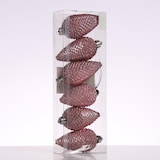 thumbnail of Christbaumschmuck Baumschmuck Tannenzapfen bruchfest glitzernd H: 8cm rosa 6St.