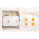 thumbnail of Kücheninsel 120x40x90 cm mit ausziehbarem 3-stufigem Organizer, klappbarer Arbeitsfläche, Rollen und Handtuchhalter, Weiß und Natur, MDF