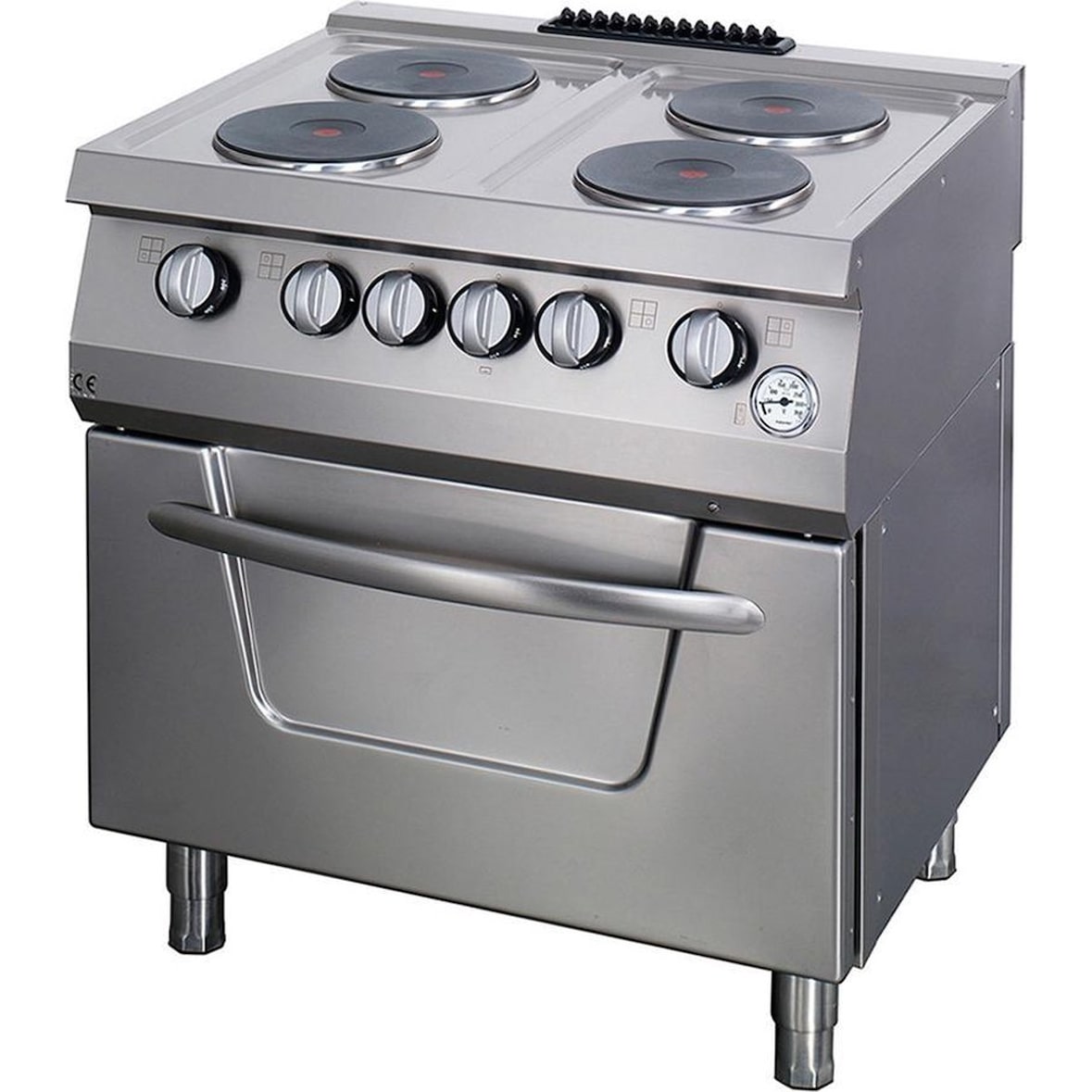 Fornuis - 4 Branders - Dubbele Eenheid - Diepte 70cm - 36kW - Gas incl. Elektrische Oven