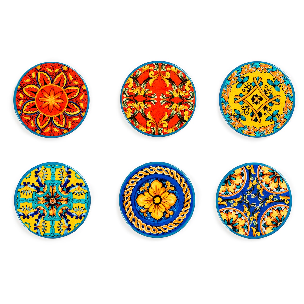 Excelsa set de 6 sous-verres Trinacria céramique 10,5 cm multicolore