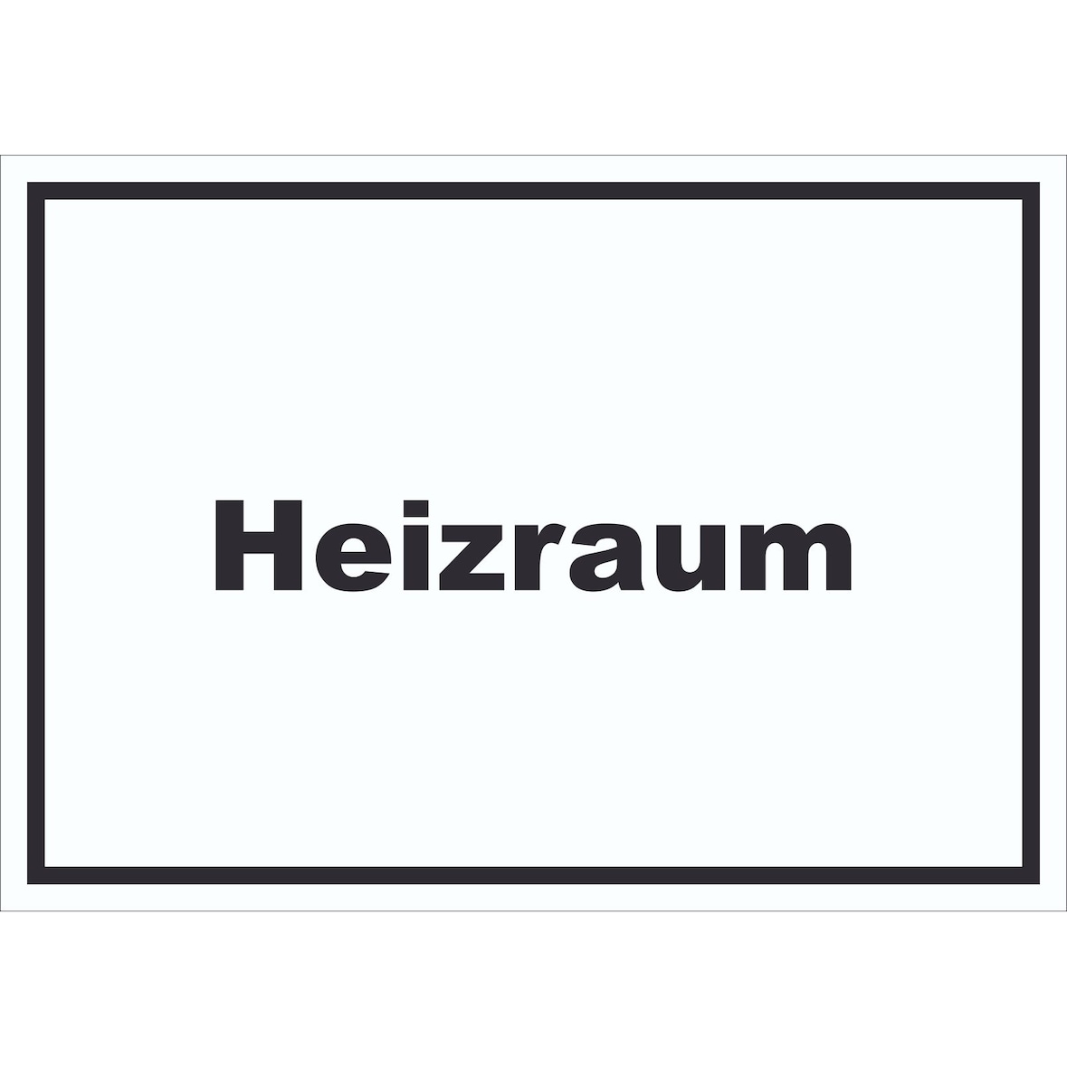 Heizraum Schild mit Text Heizung Wärme waagerecht A4 Rückseite selbstklebend